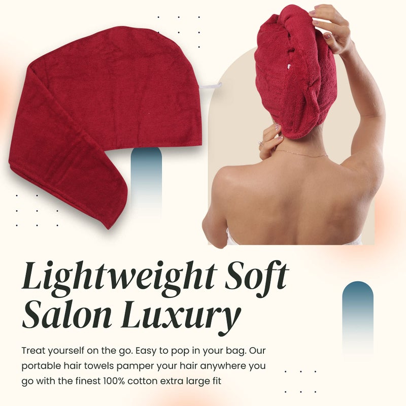 Aspen5 Extra Large Waffle Cotton Hair Towel Wrap - 30 inches Long, 400 GSM, Ultra Absorbent, Quick Dry Hair Turban for Women, Ideal for Long and Curly Hair, Perfect for Plopping (Cherry Red) - Image 5